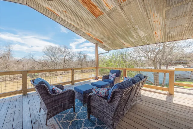 a view of a patio on the roof deck