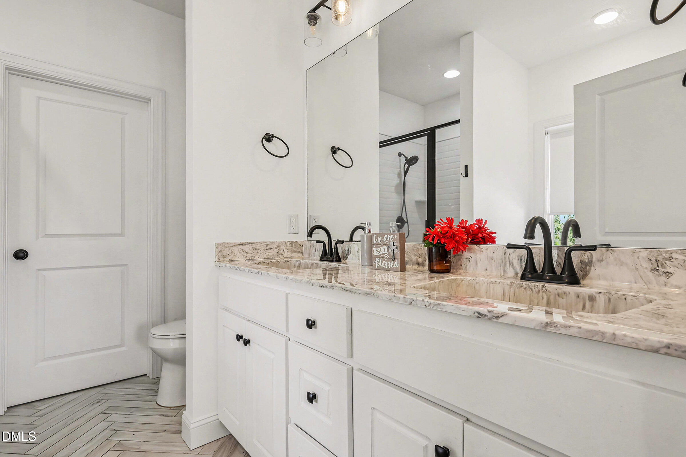 5117 Joe Ellen Road Battleboro, NC 27809 - Photo 11 of 23 a bathroom with a granite countertop sink mirror and toilet