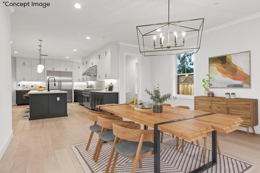 10567 John Way Cupertino, CA 95014 - Photo 4 of 11 a view of a dining room with furniture and a chandelier