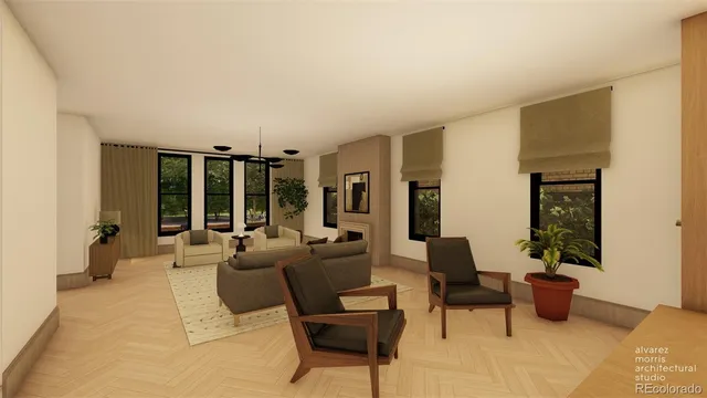 a living room with furniture