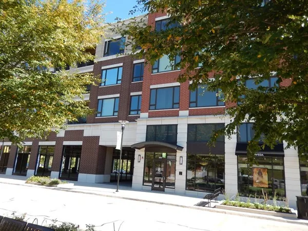 front view of a building with a street