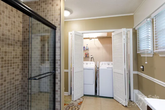 a bathroom with a shower