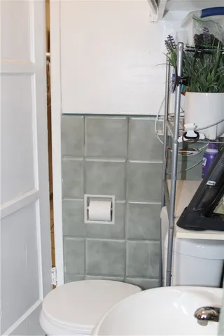 a bathroom with a bathtub