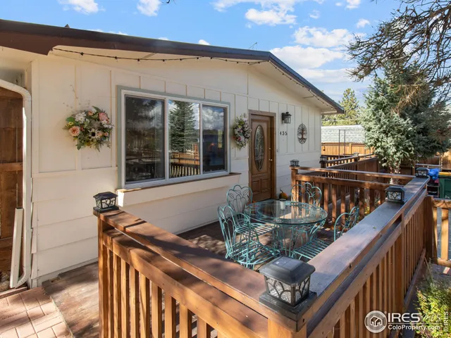 a view of a balcony with chairs