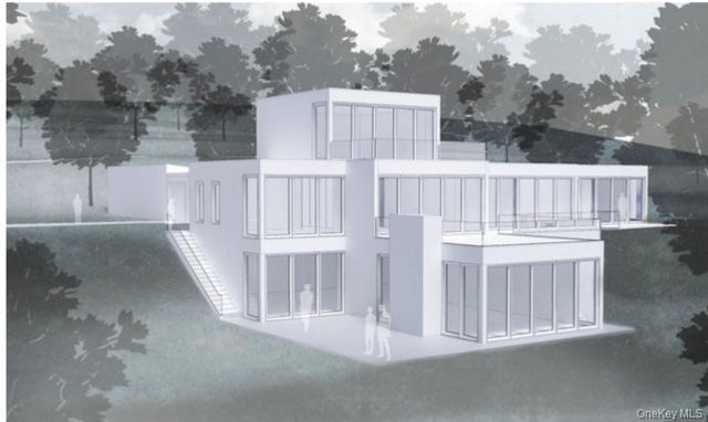 a view of a house with backyard and deck