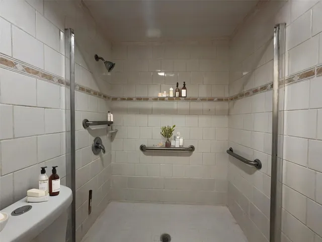 a bathroom with a shower