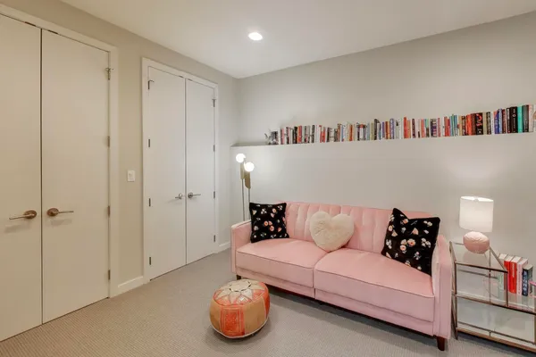 a living room with furniture and a couch