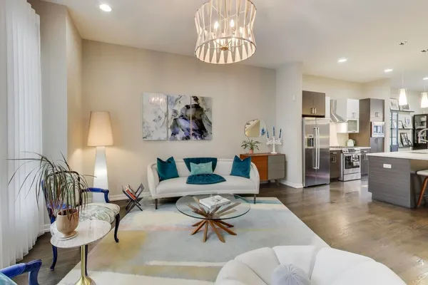 a living room with furniture
