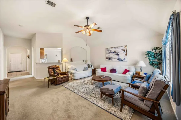 a living room with furniture