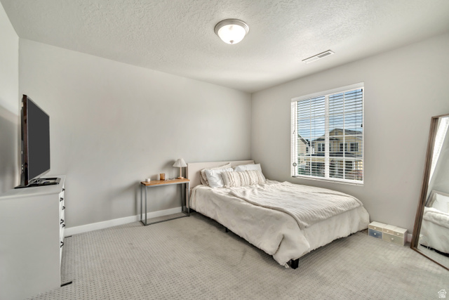 3232 West 1670th Street North Provo, UT 84601 - Photo 23 of 33 Bedroom with light carpet and a textured ceiling