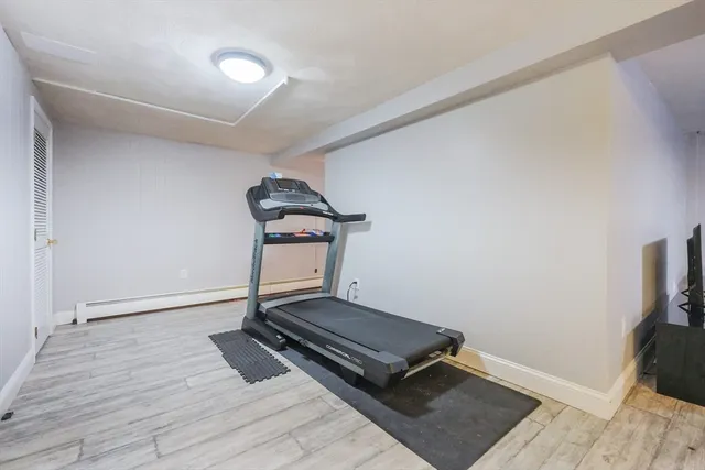 a room with gym equipment