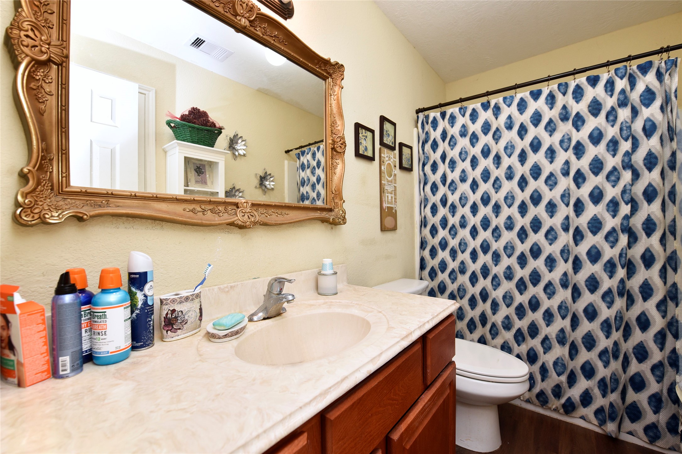 6018 FM 360 Road Needville, TX 77461 - Photo 24 of 50 a bathroom with a sink toilet and a mirror