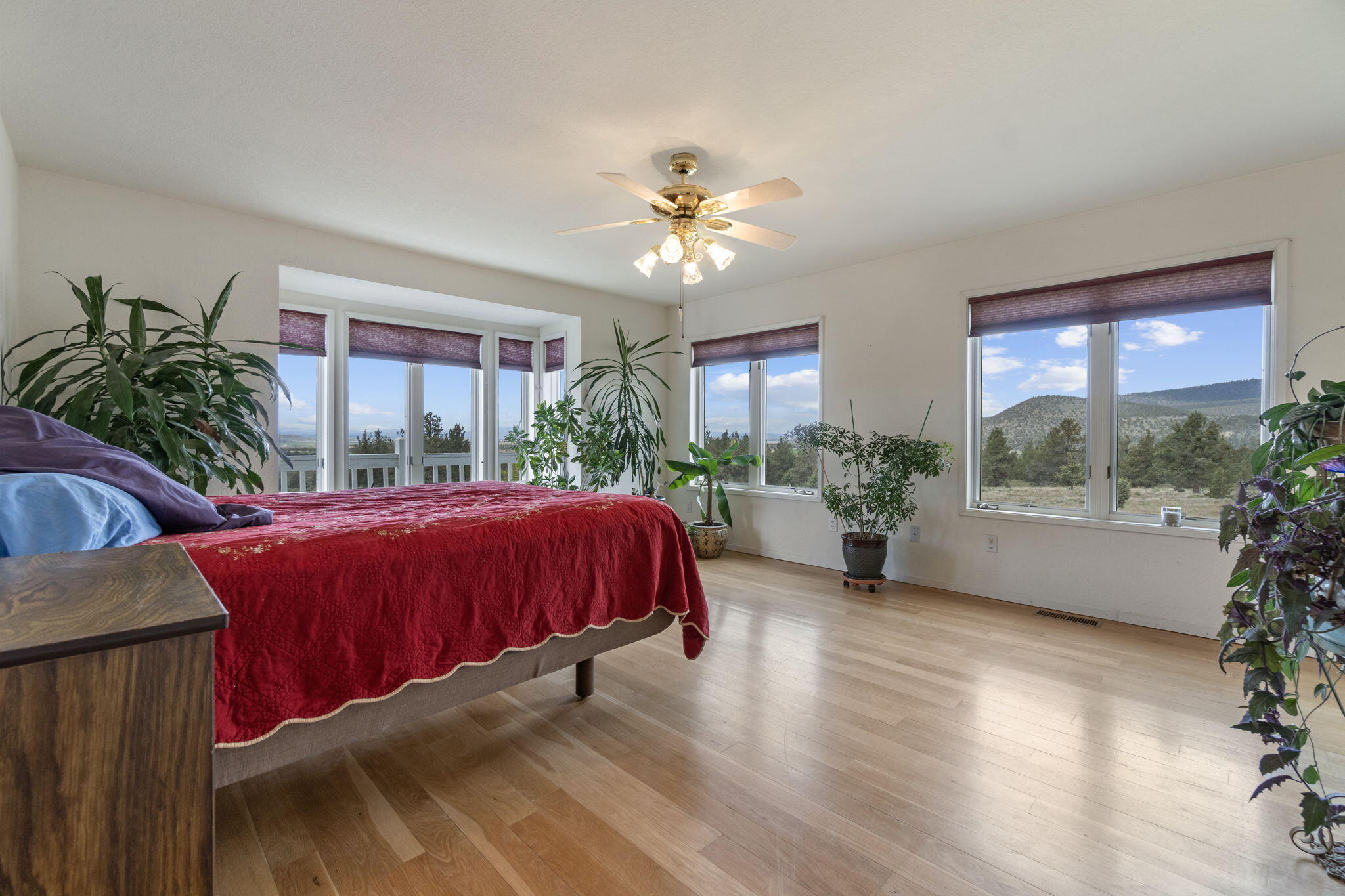 17722 Pope Road Merrill, OR 97633 - Photo 28 of 61 a spacious bedroom with a bed and a potted plant