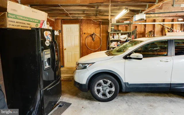 a view of a car park with wooden floor