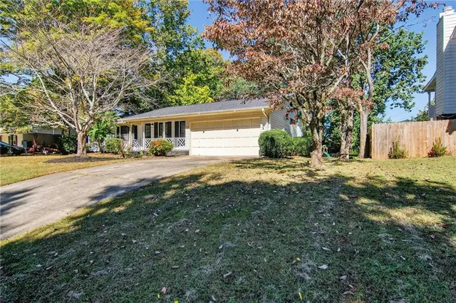 a house view with a garden space