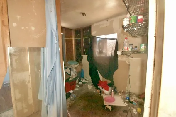 a bathroom with a mirror