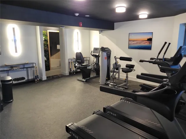 a room with gym equipment