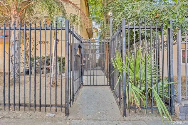 a view of a wrought iron fences