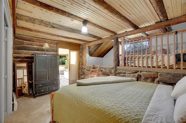 a room with furniture and a car