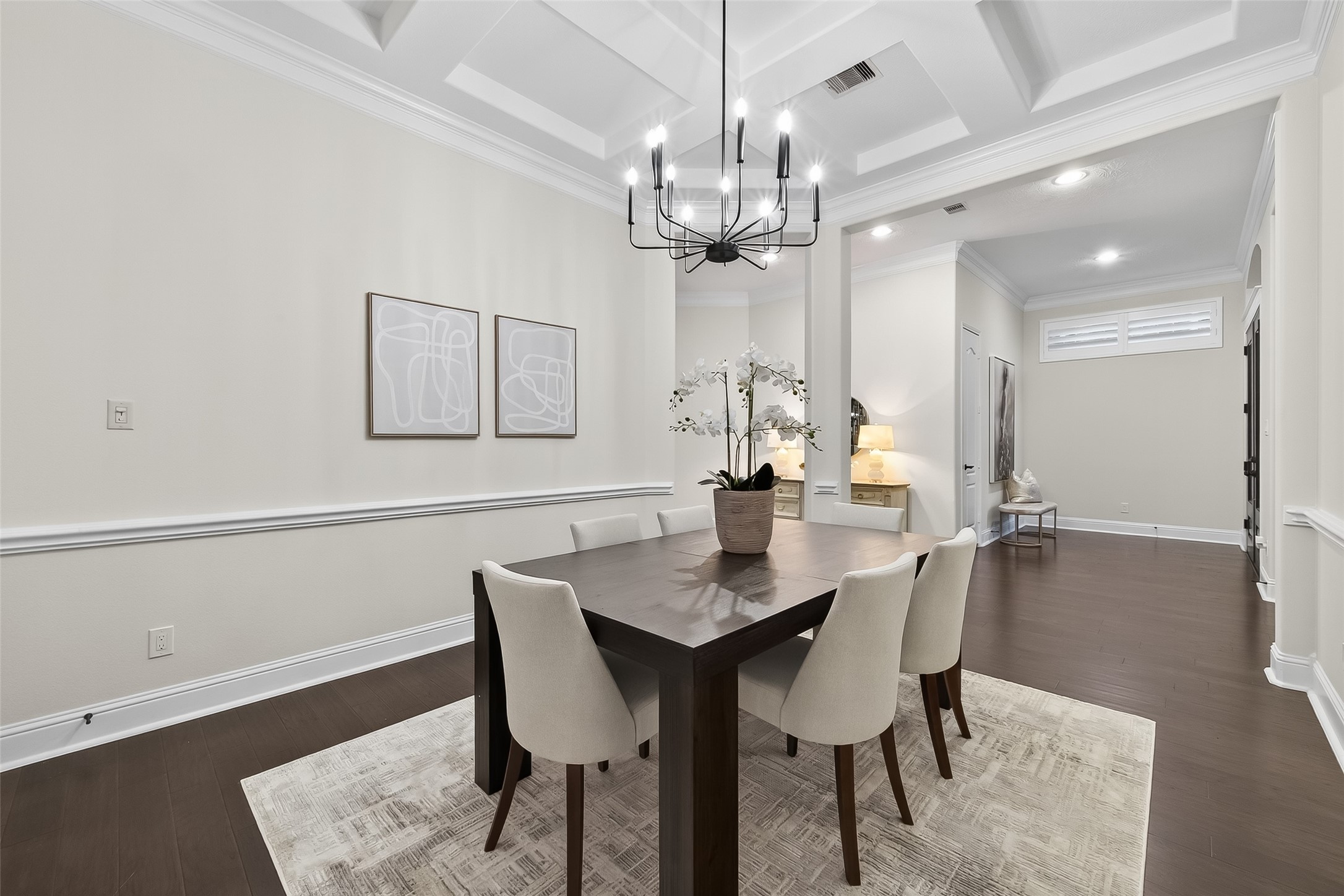 5815 Mustang Ridge Lane Fulshear, TX 77441 - Photo 8 of 50 a view of a dining room with furniture and chandelier