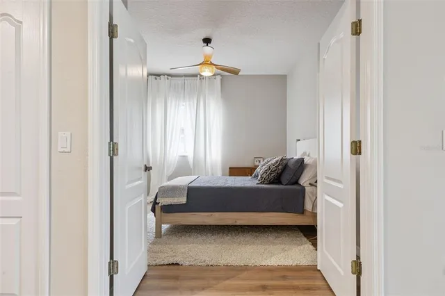 an aerial view of a house with a swimming pool