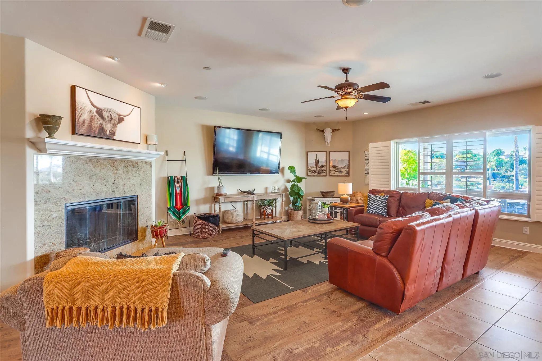 1952 Ranchito Lane Alpine, CA 91901 - Photo 7 of 50 a living room with fireplace furniture and a flat screen tv
