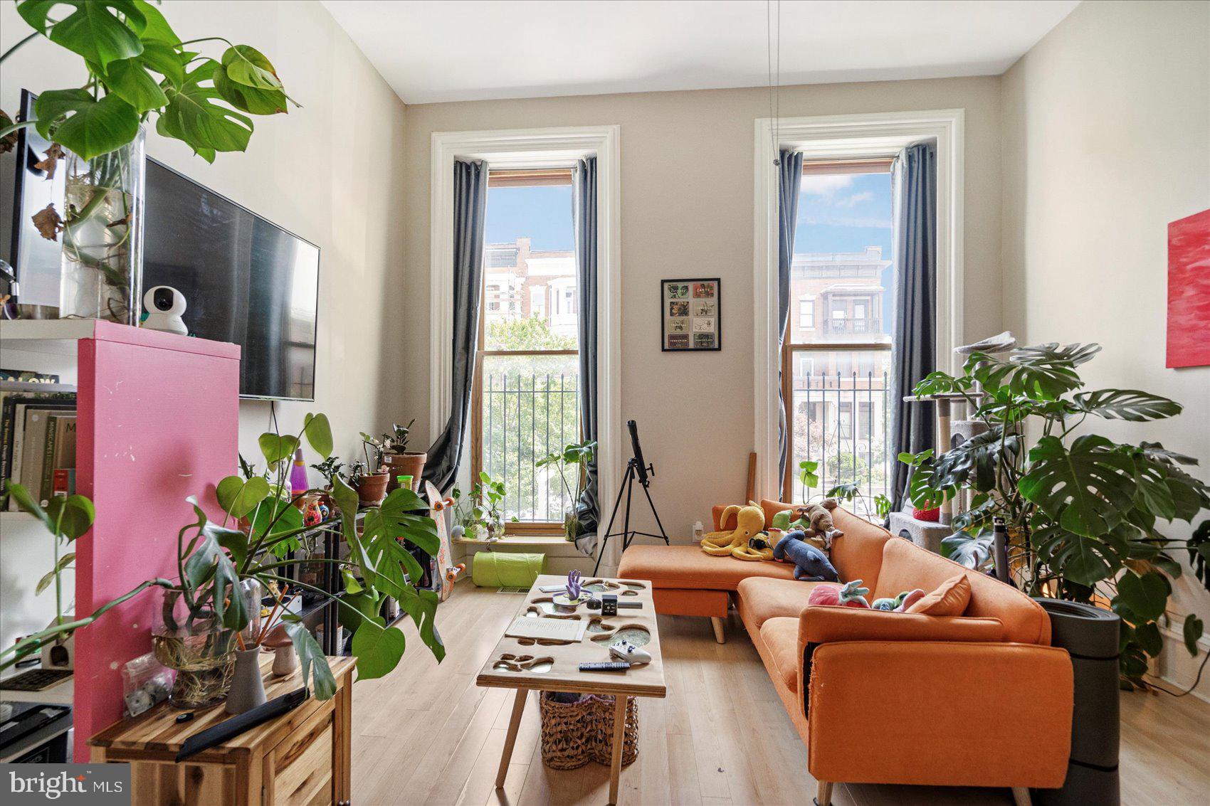 2304 Eutaw Place Baltimore, MD 21217 - Photo 6 of 105 a living room with furniture and a potted plant