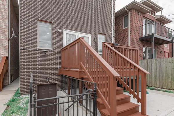 a view of wooden balcony