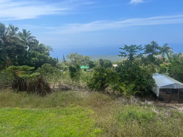 a view of a lake with a yard