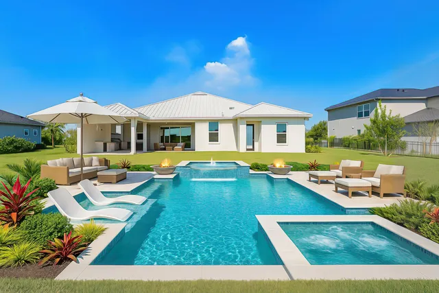 a living room with furniture a rug potted plant and a large window