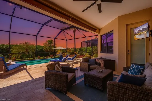 a outdoor living space with furniture