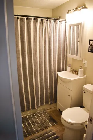 a bathroom with a toilet a sink and a shower