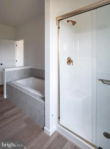 a bathroom with a bathtub