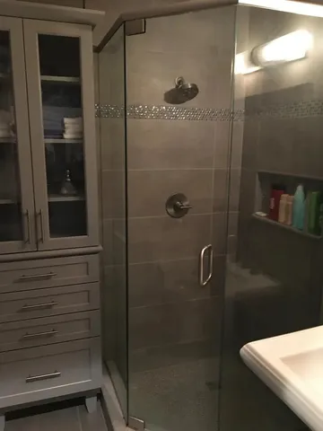 a bathroom with a shower
