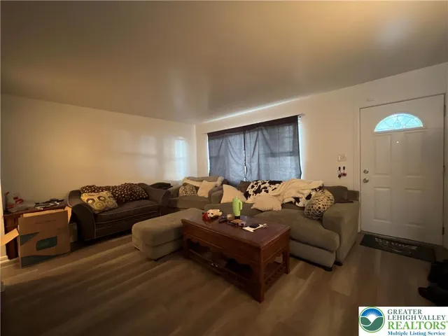 a living room with furniture