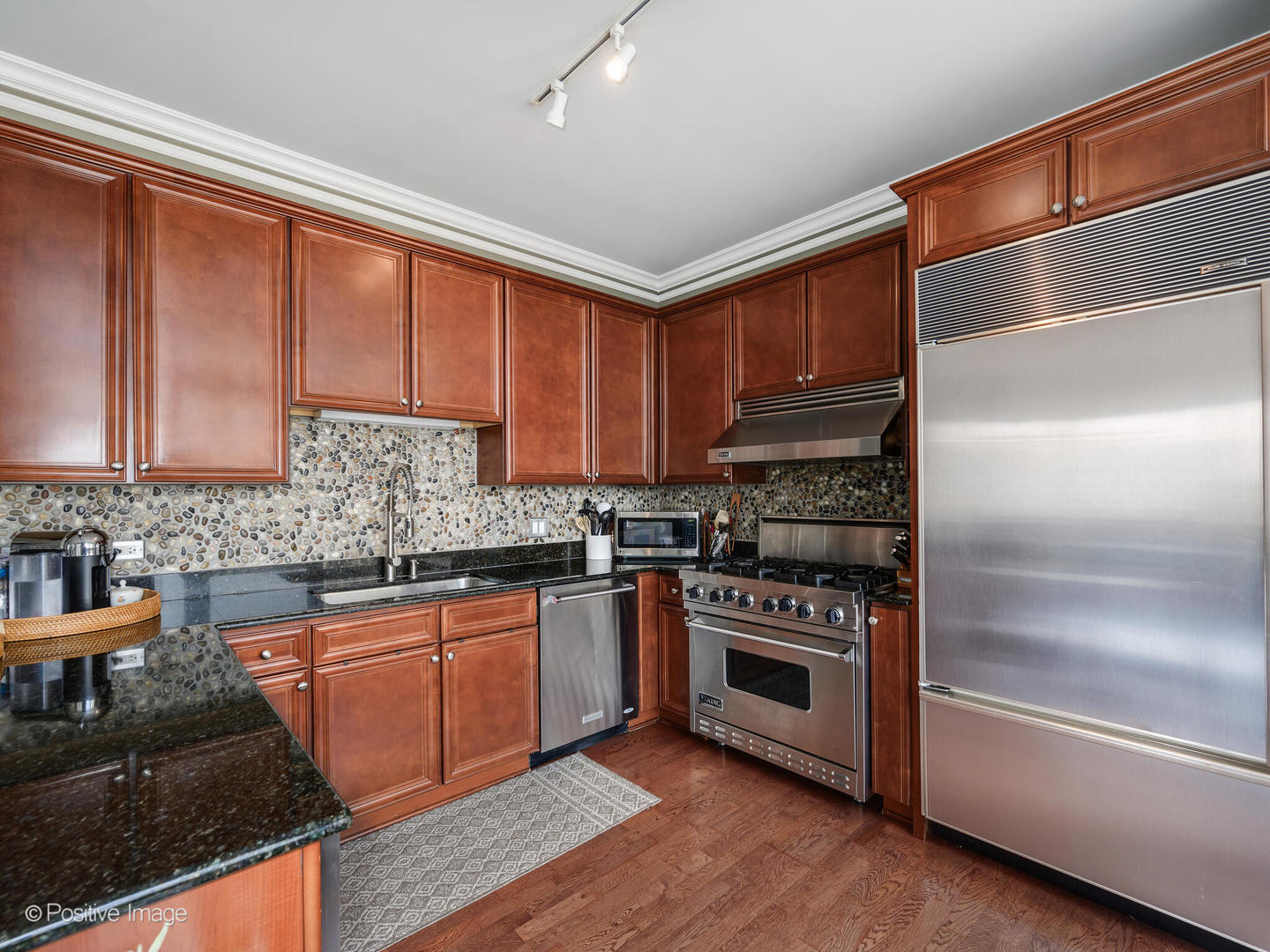 233 East 13th Street, Unit 1209 Chicago, IL 60605 - Photo 12 of 28 a kitchen with stainless steel appliances granite countertop a stove a sink and a refrigerator