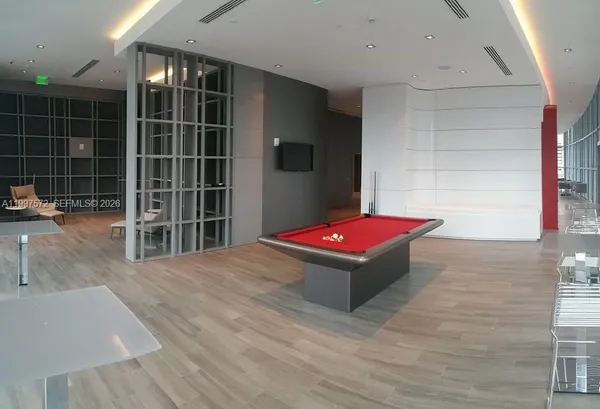 a room with pool table