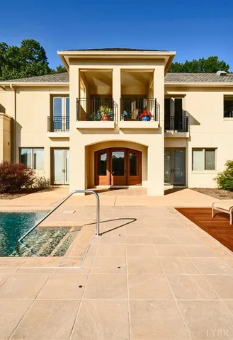 a view of a terrace with a bench