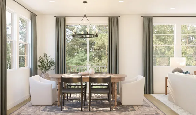 a view of a dining room and livingroom view
