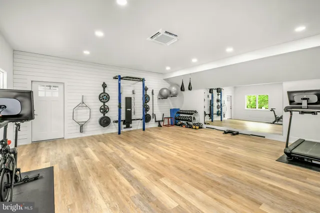 a view of a room with gym equipment