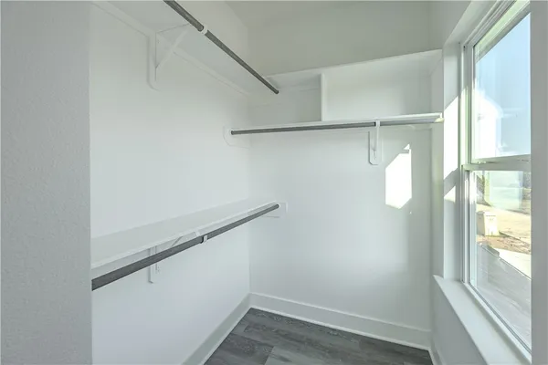 a view of small space with racks on the wall