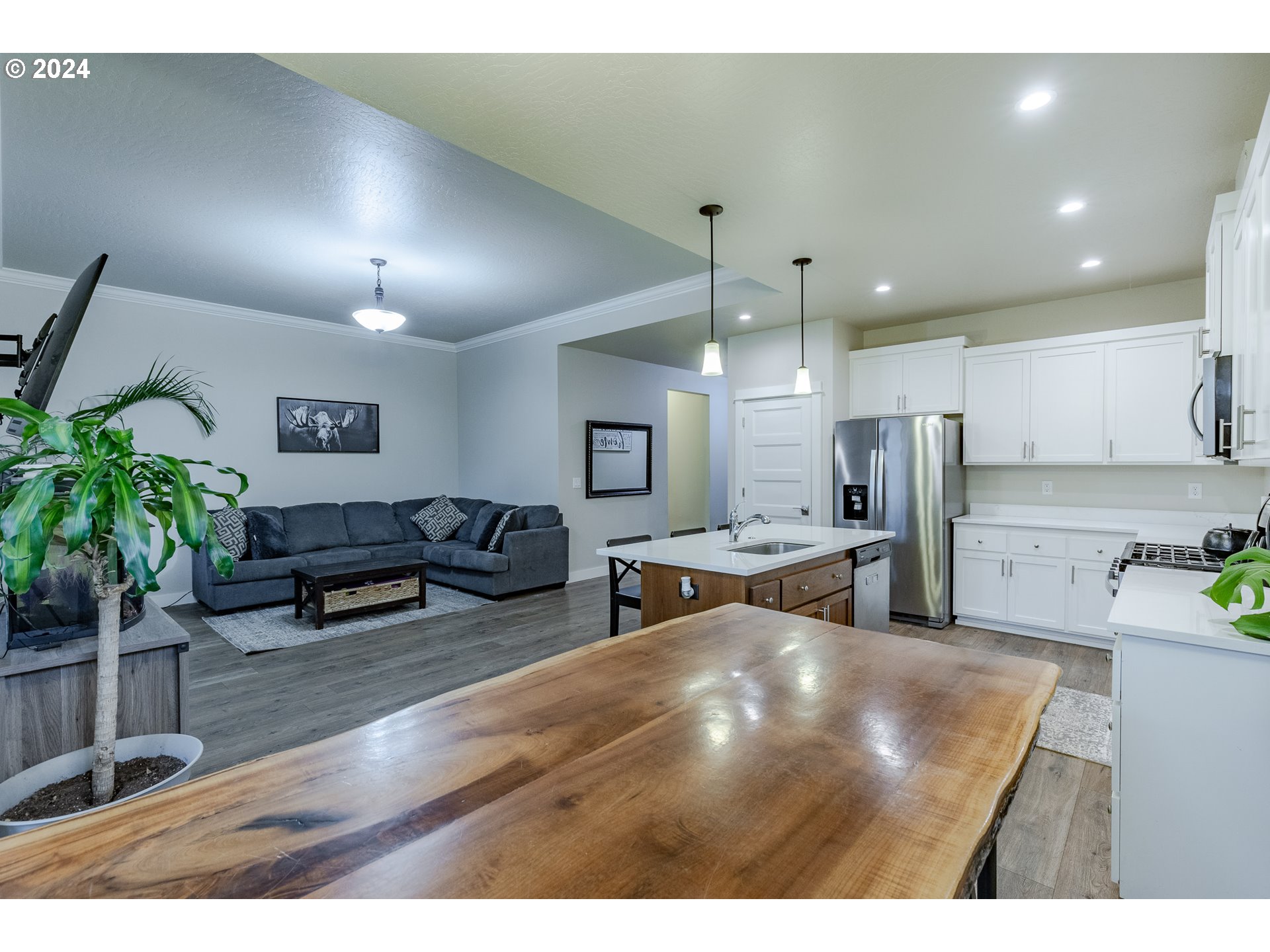 1026 West Olympic Street Springfield, OR 97477 - Photo 13 of 31 a living room with furniture kitchen view and a potted plant