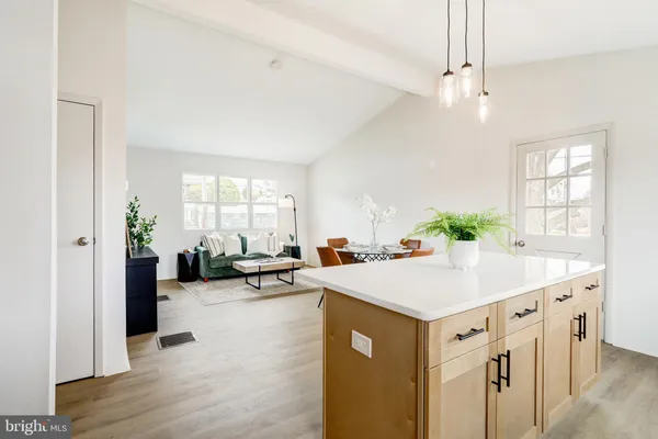a view of kitchen and windows