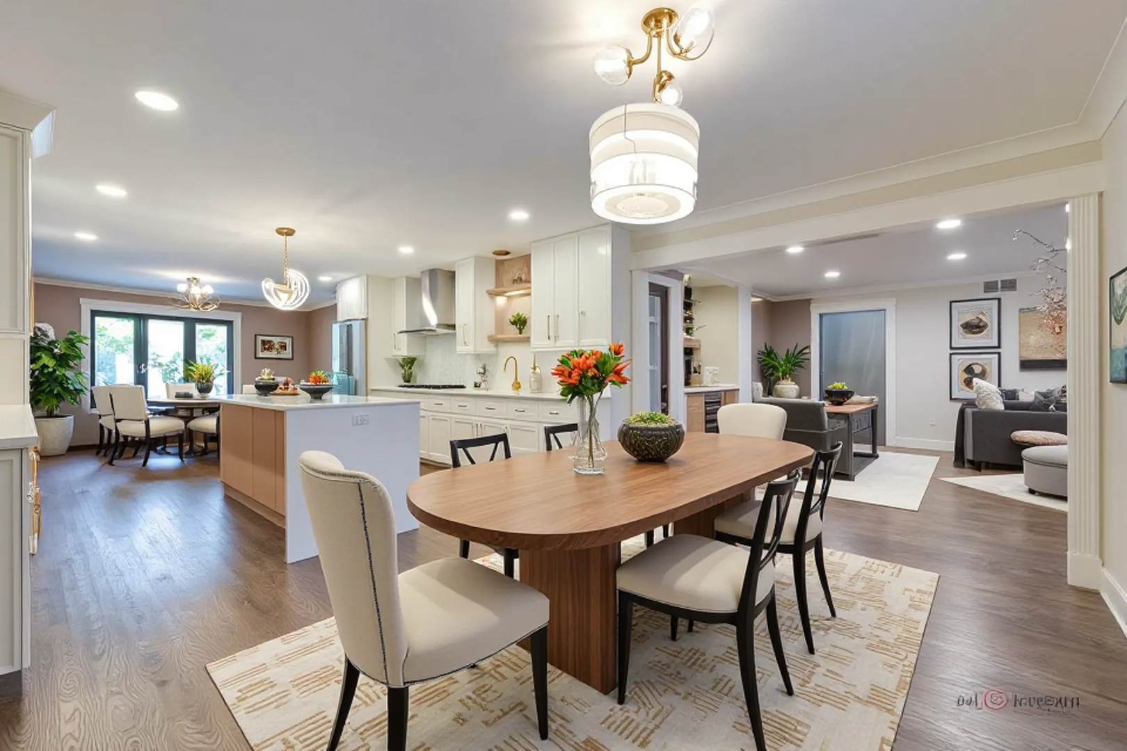 2221 Donegal Drive Darien, IL 60561 - Photo 27 of 62 a view of a dining room and livingroom with furniture wooden floor a chandelier