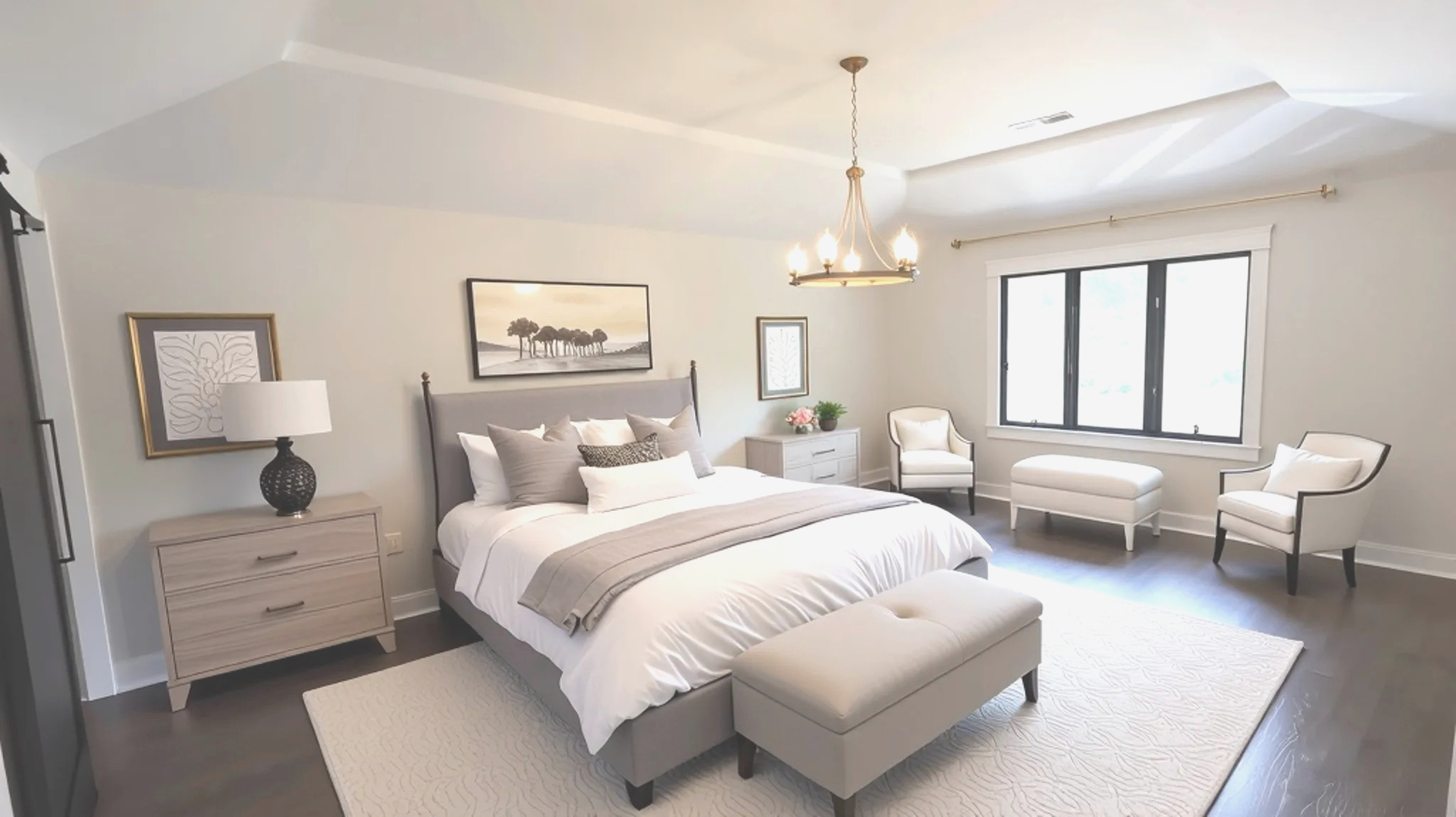 2221 Donegal Drive Darien, IL 60561 - Photo 48 of 62 a spacious bedroom with a bed a couch and large window