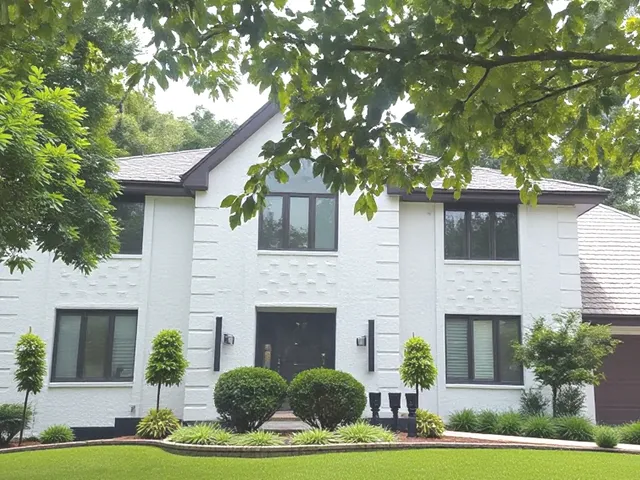a front view of a house with yard garden and garage