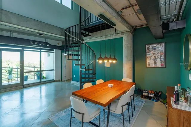 a table and chairs in a room