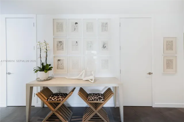 a dining room with furniture