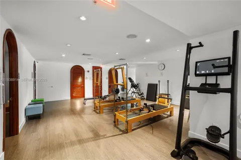 a view of a room with gym equipment