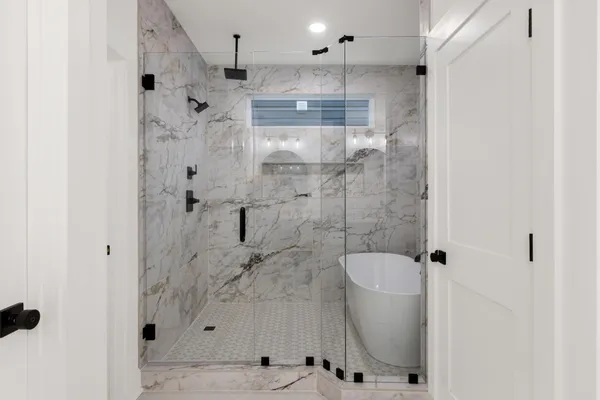 a bathroom with a shower